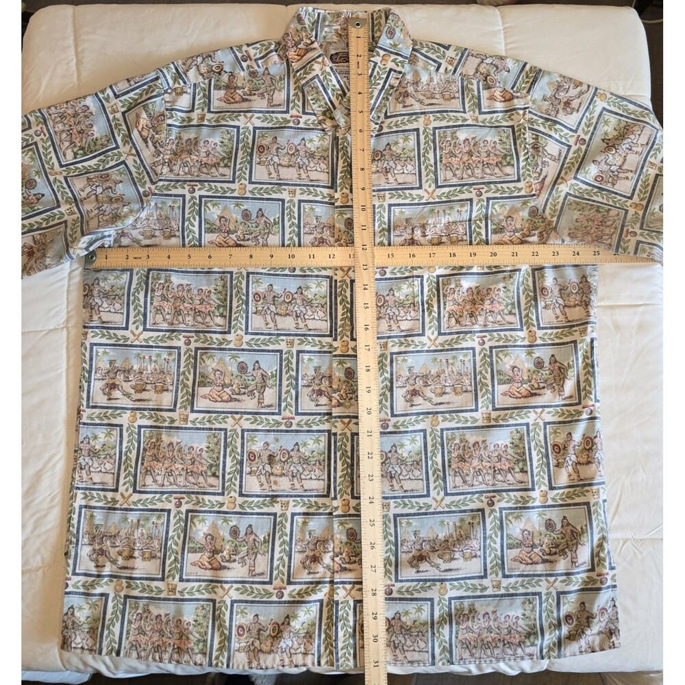 Reyn Spooner Shirt XL Art of Eddy Y Hawaiian S/S Surf Tribal Island